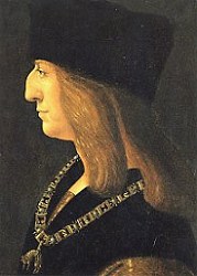 Emperor Maximilian I. by Ambrogio d� Predis (c. 1455 - 1508); 1502.  Copyright KHM museum.
